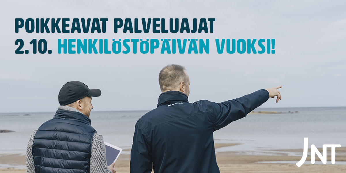 Poikkeavat palvelu- ja aukioloajat 2.10.